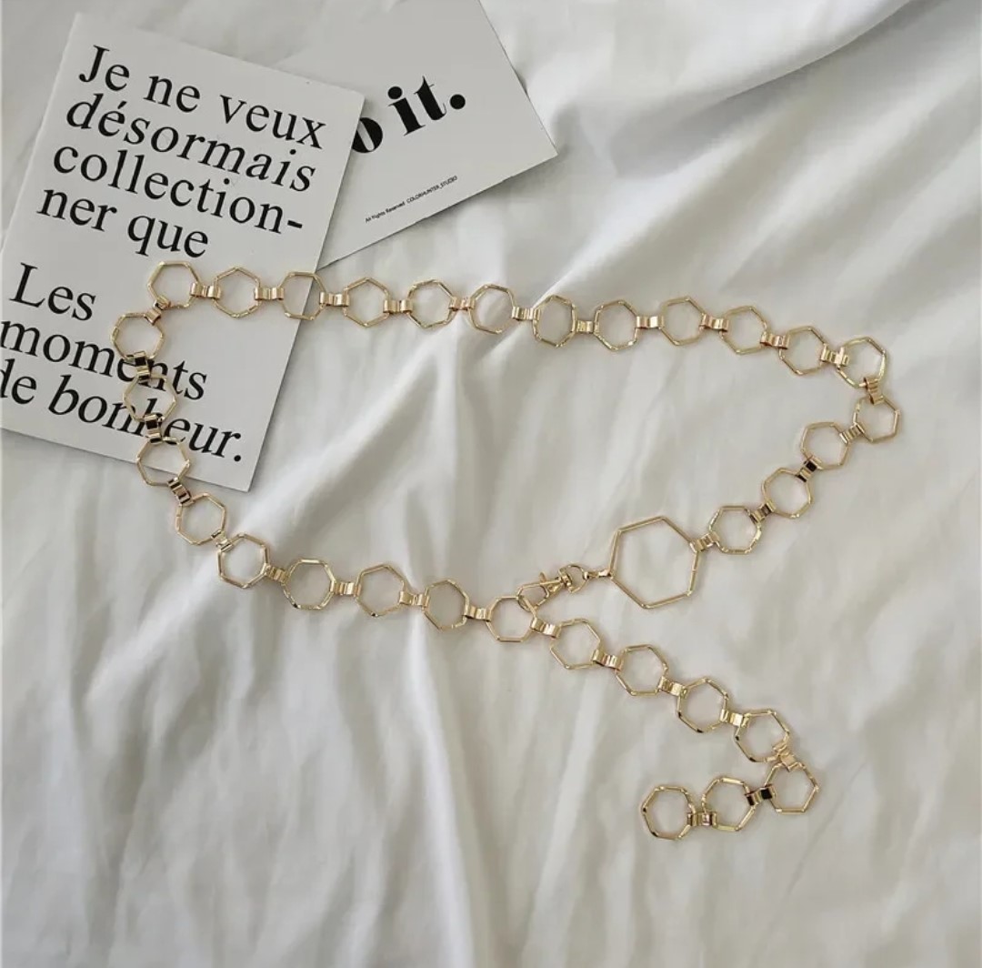 Cinto Metalico Exagonos -Dorado - Imagen 4