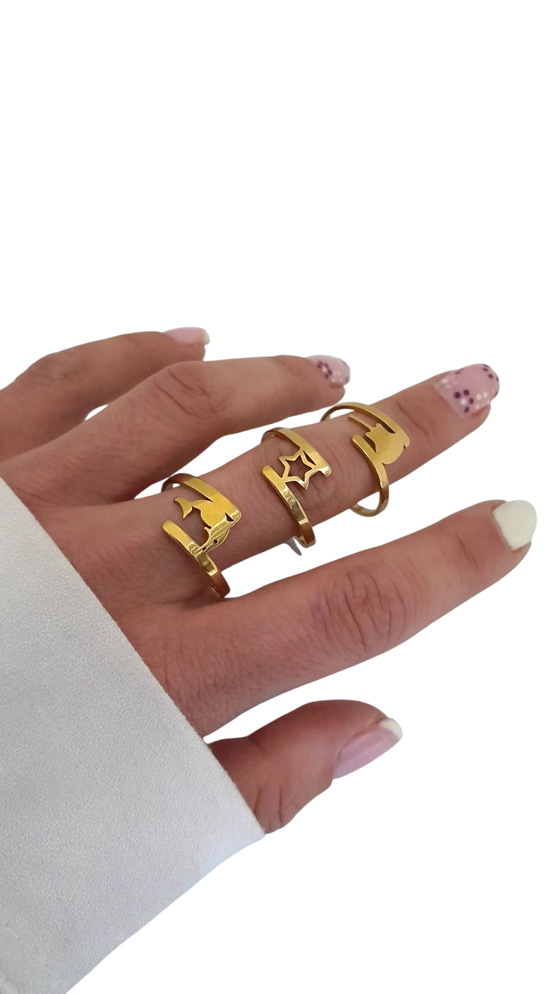 Anillos acero quirurgico dorado