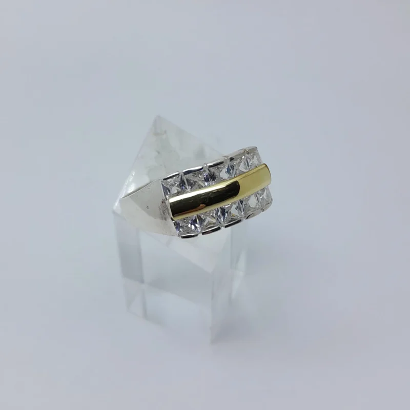 Anillo plata y oro doble cubics