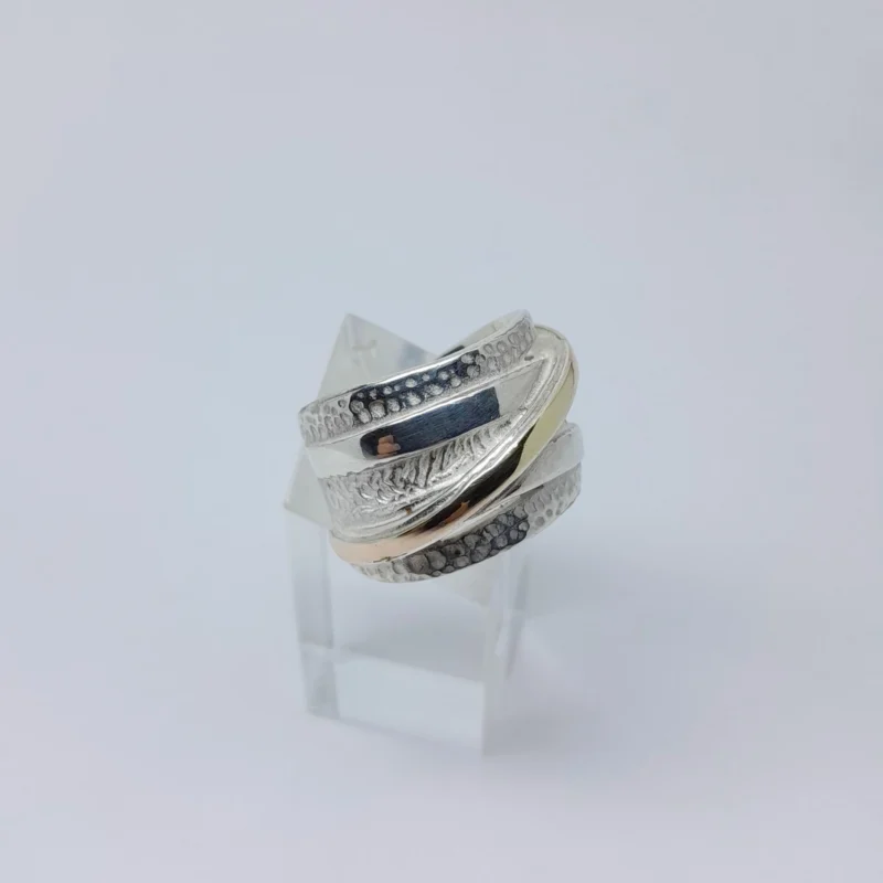 Anillo plata y oro Cruzado