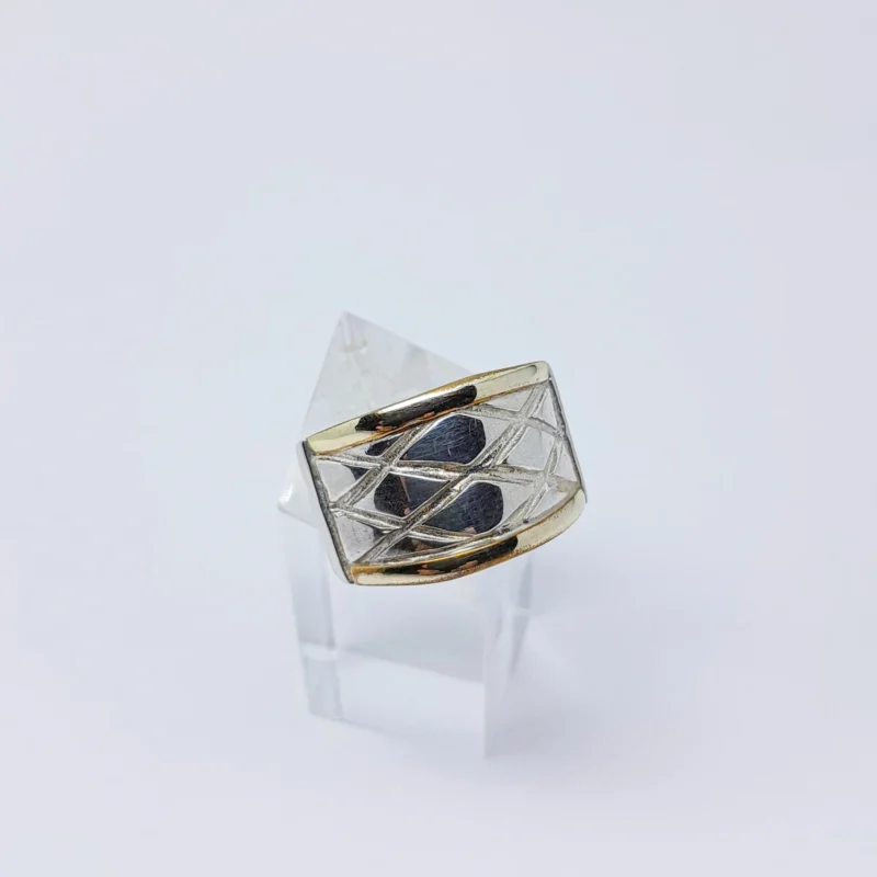 Anillo plata y oro rombos - Imagen 2