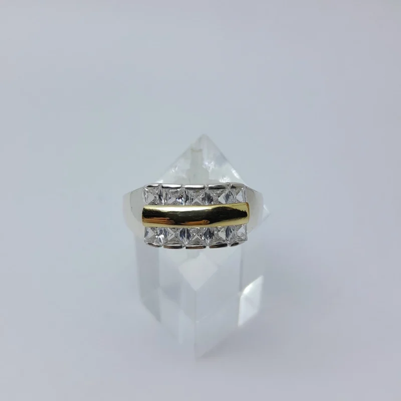 Anillo plata y oro doble cubics - Imagen 2