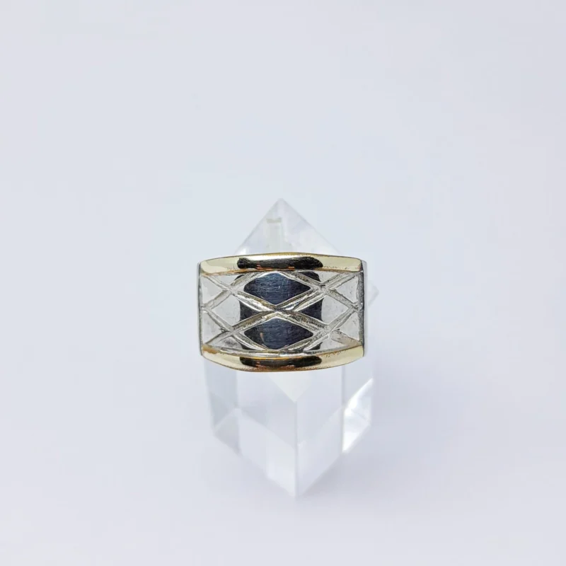 Anillo plata y oro rombos