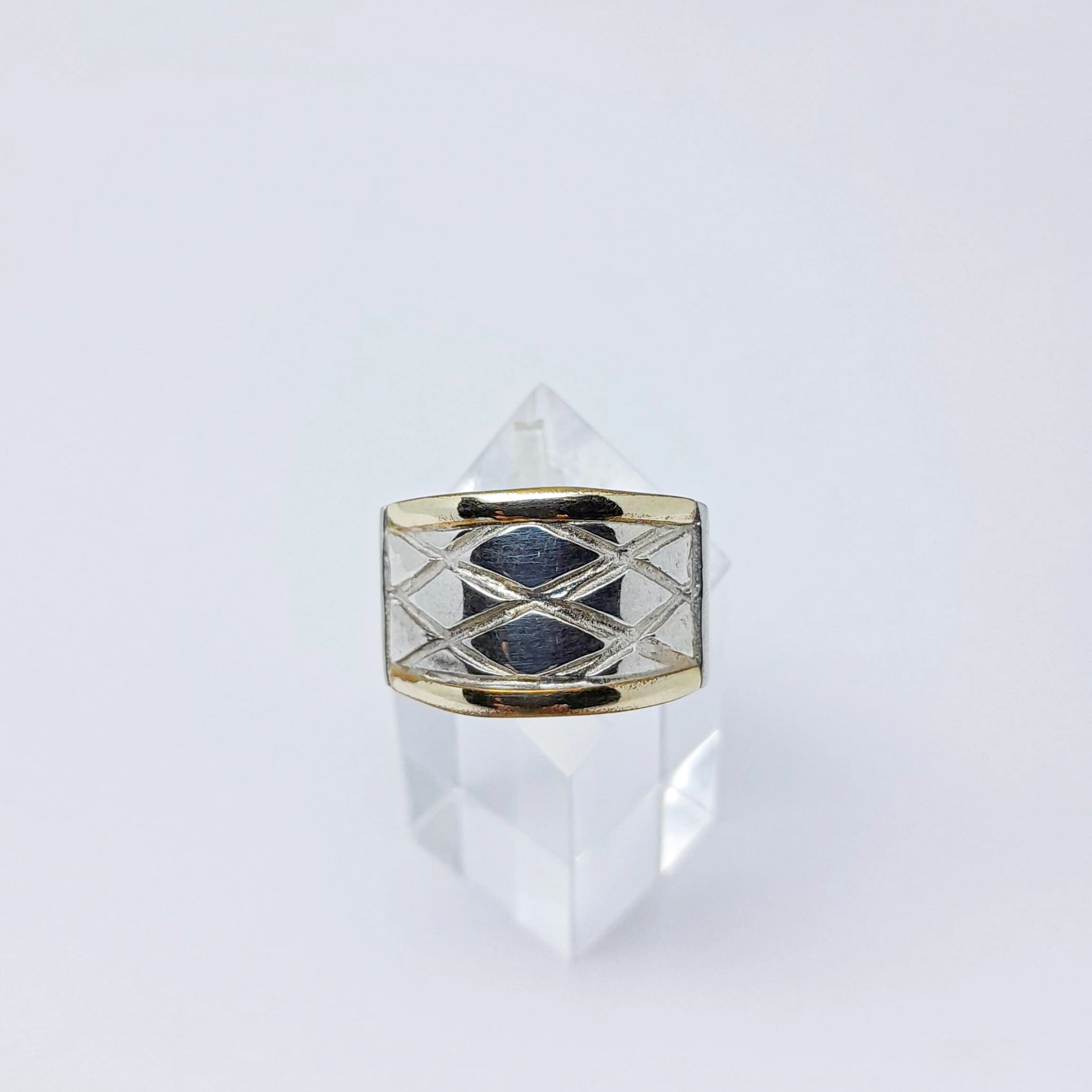 Anillo plata y oro rombos