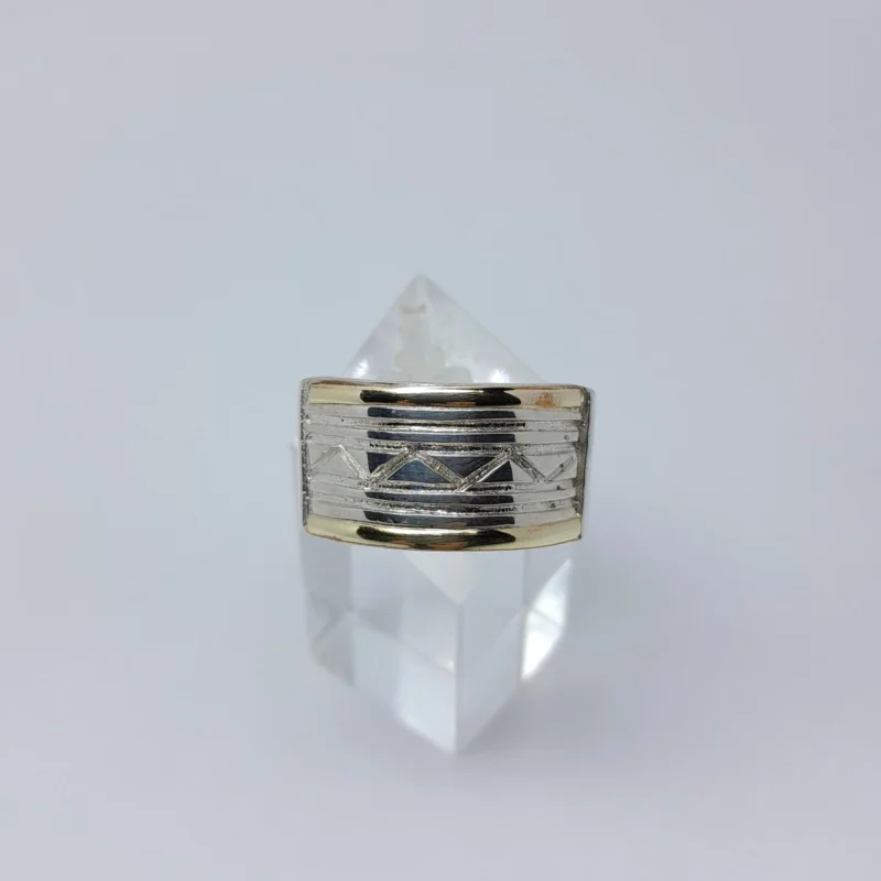 Anillo plata y oro Triangulos