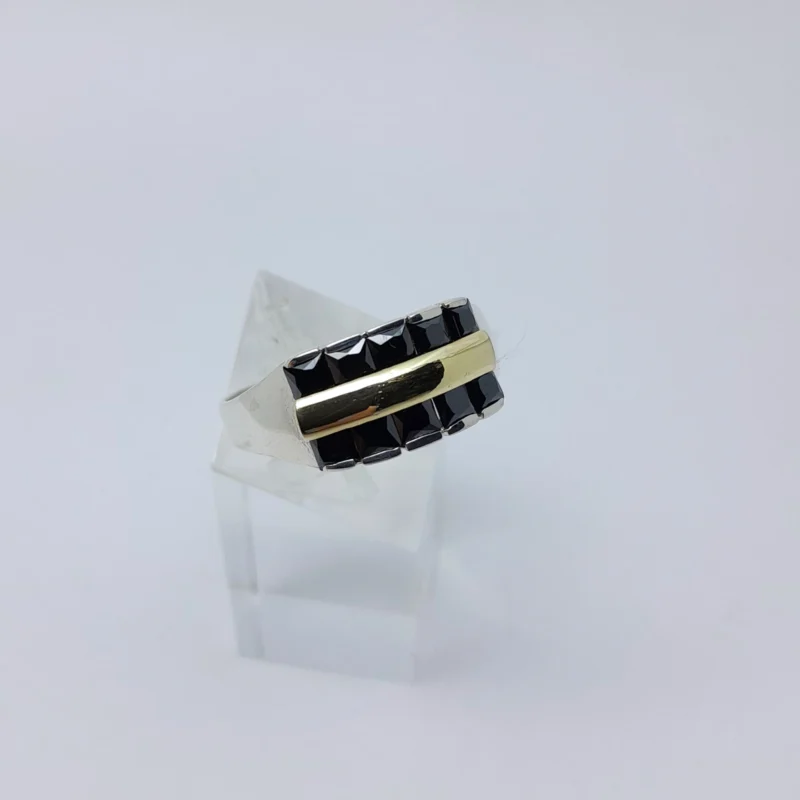 Anillo plata y oro doble cubics - Imagen 3