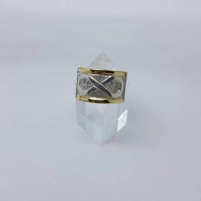Anillo plata y oro Infinito ancho
