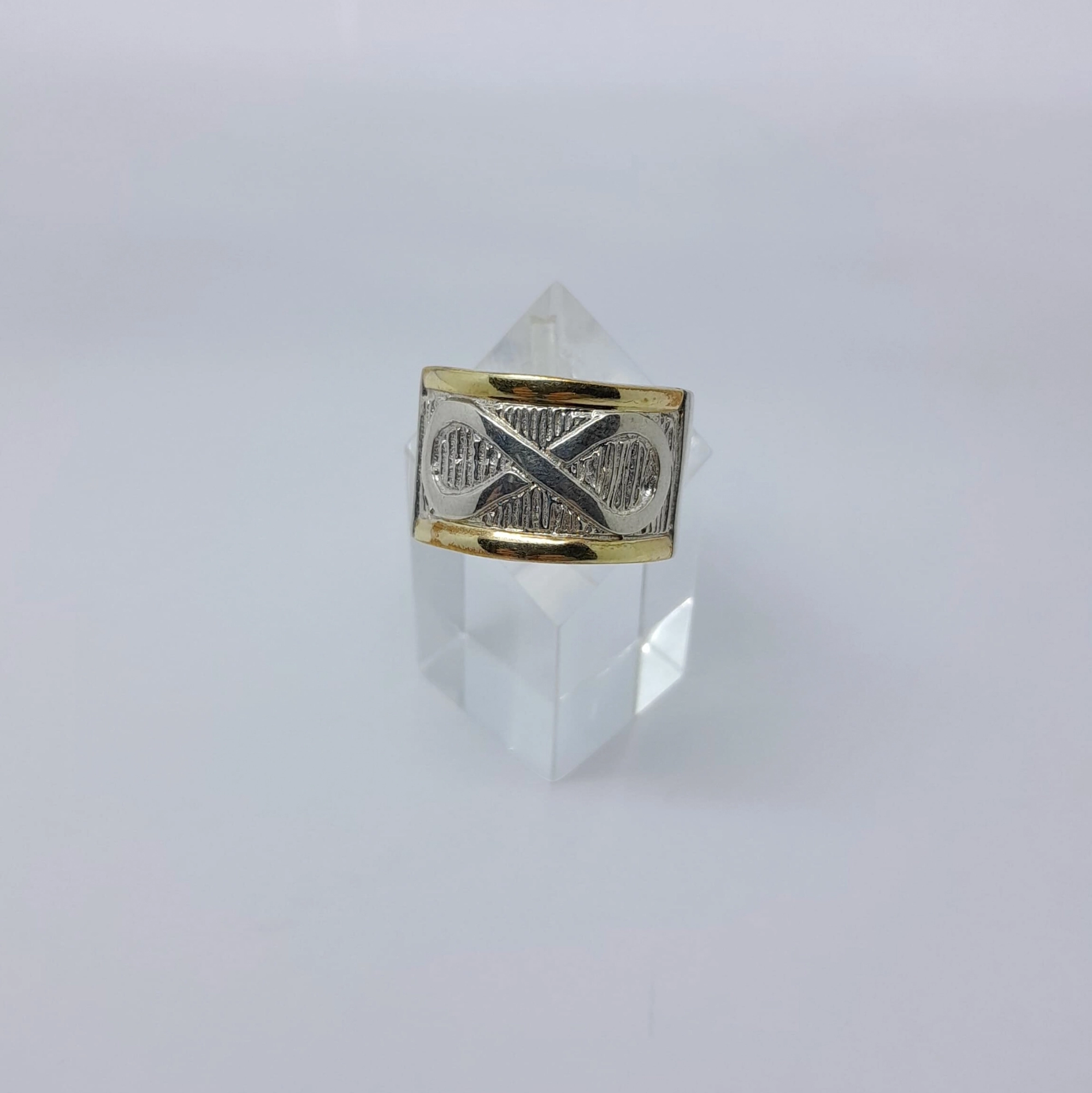 Anillo plata y oro Infinito ancho