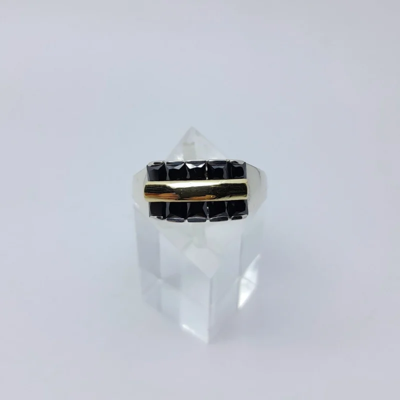 Anillo plata y oro doble cubics - Imagen 4