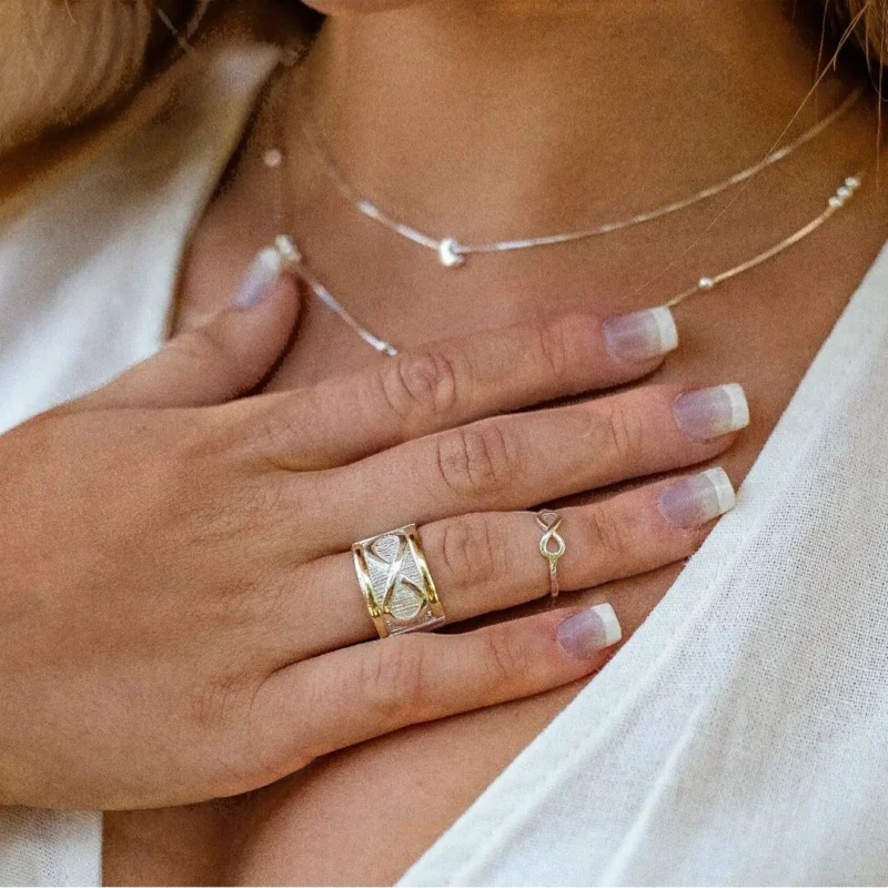 Anillo plata y oro Infinito ancho - Imagen 3