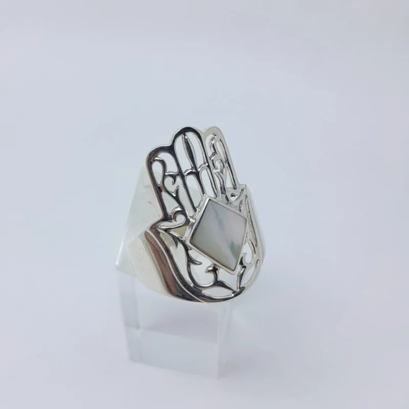 Anillo plata y nacar Mano de fatima - Imagen 2