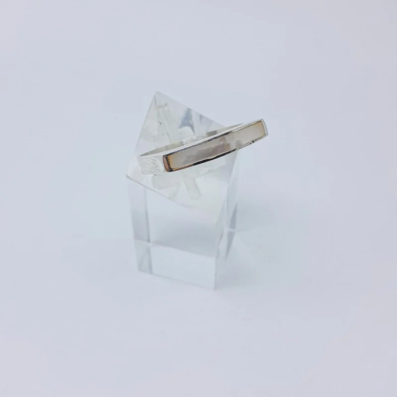 Anillo plata y nacar liso - Imagen 2