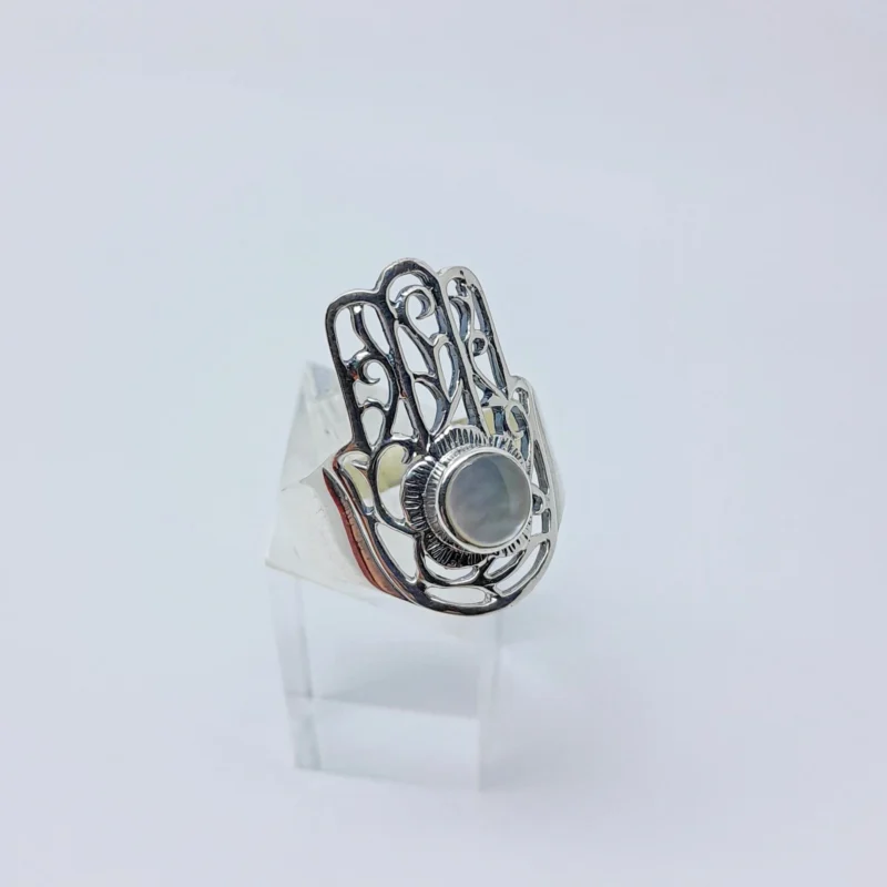 Anillo plata y nacar Mano de fatima - Imagen 2