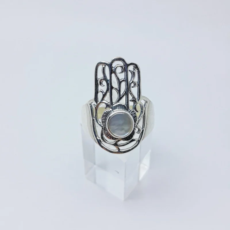 Anillo plata y nacar Mano de fatima