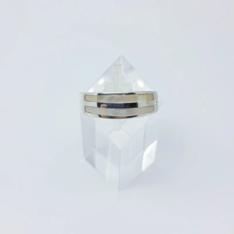 Anillo plata y nacar Lineas