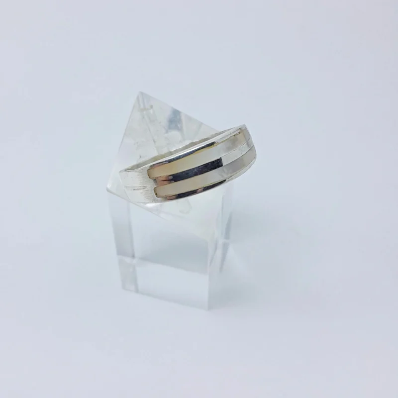 Anillo plata y nacar Lineas - Imagen 2