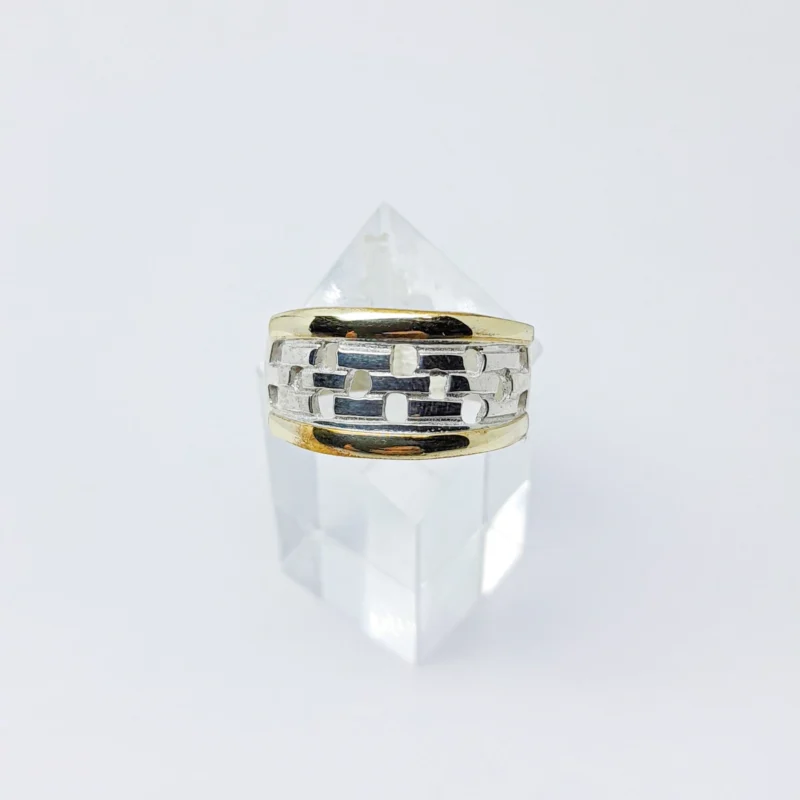 Anillo plata y oro Bloques