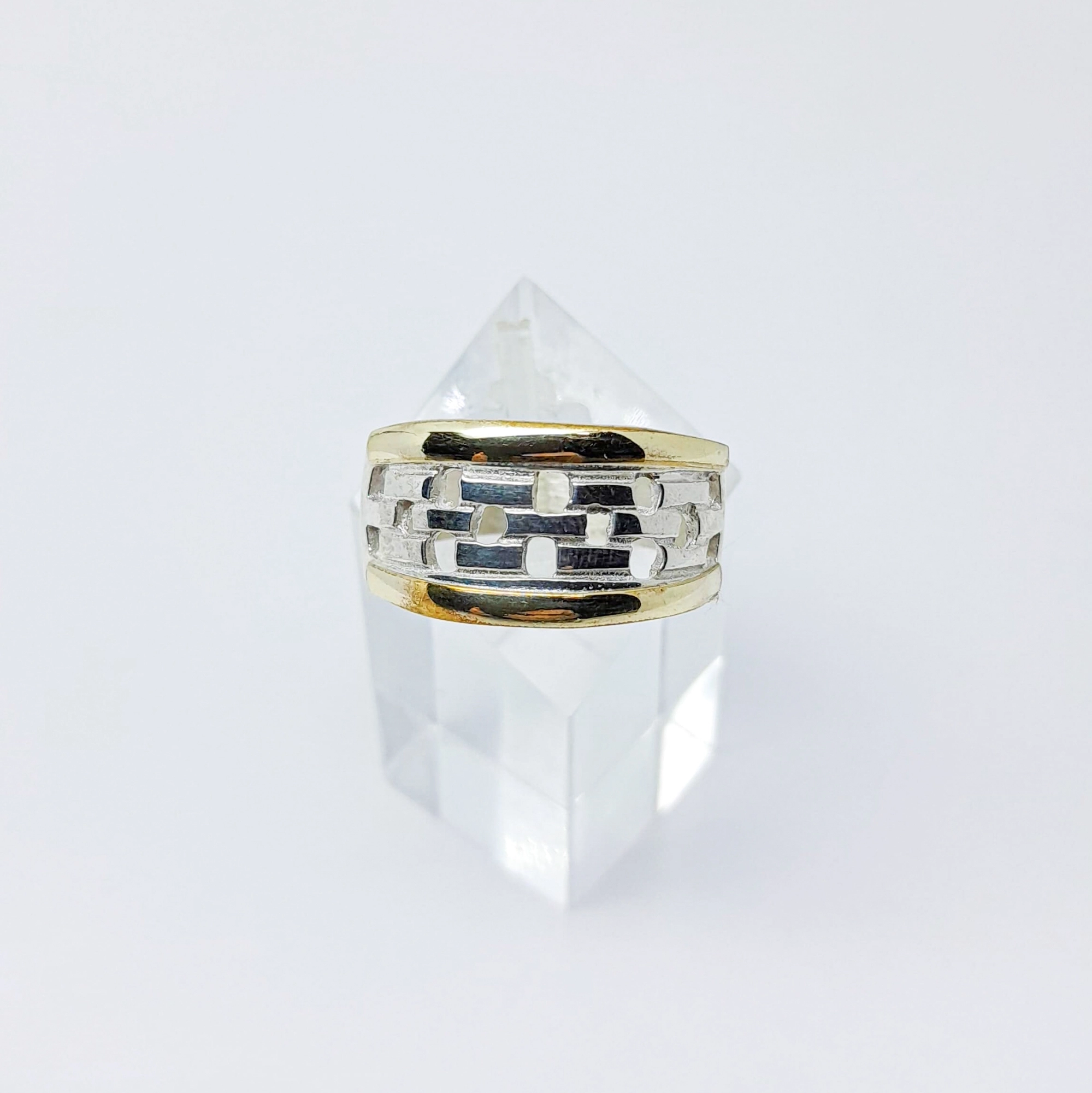 Anillo plata y oro Bloques