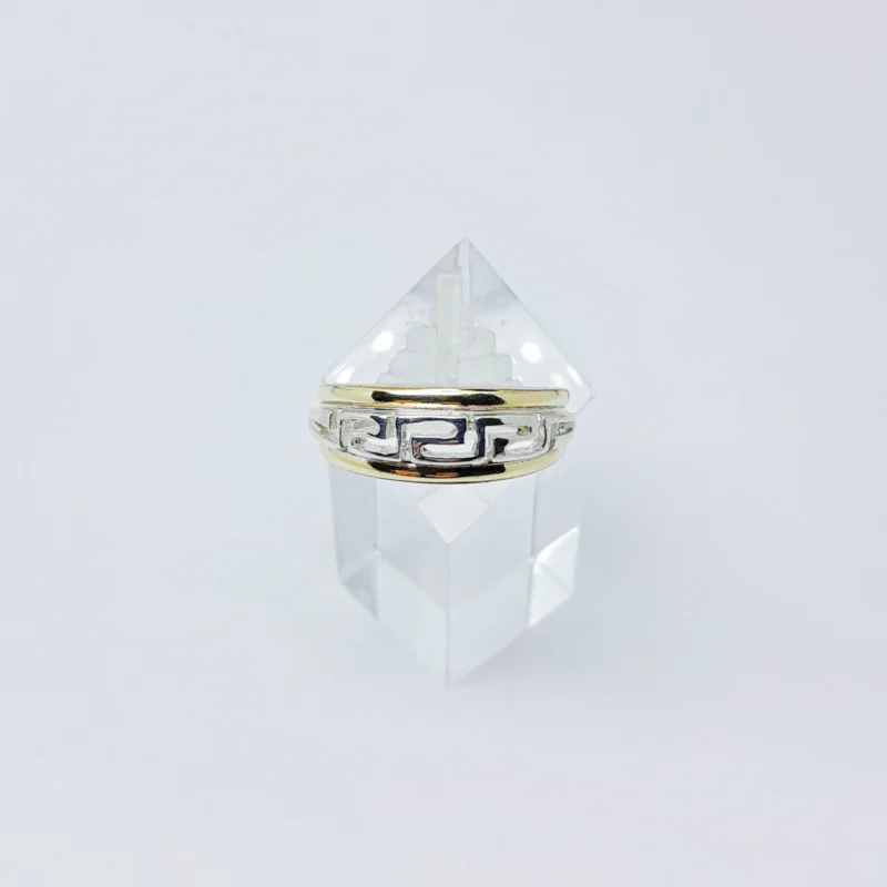 Anillo plata y oro Guarda Griega