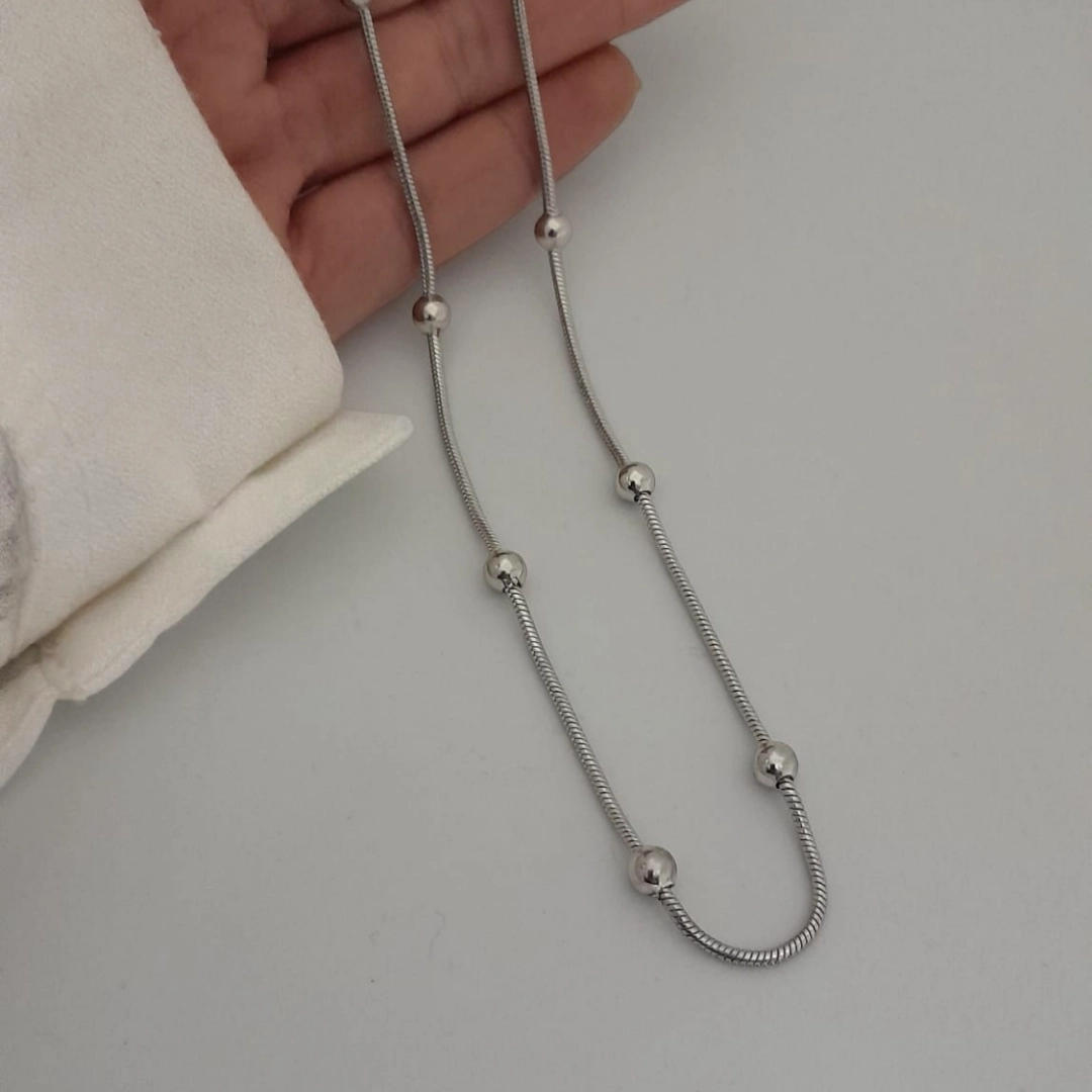Cadena Bolitas -Silver