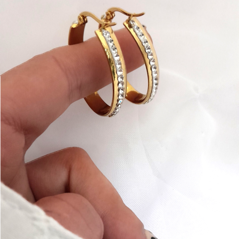 Aros Dorados con Brillos - Imagen 2