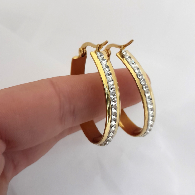 Aros Dorados con Brillos - Imagen 3