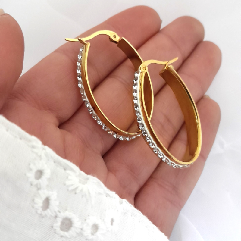 Aros Dorados con Brillos