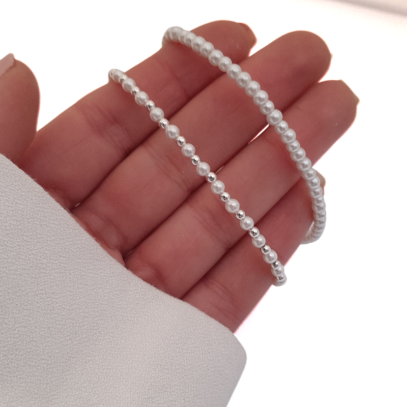 Pulsera Plata -Perlas