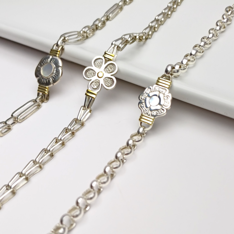 Pulseras Flor -Plata