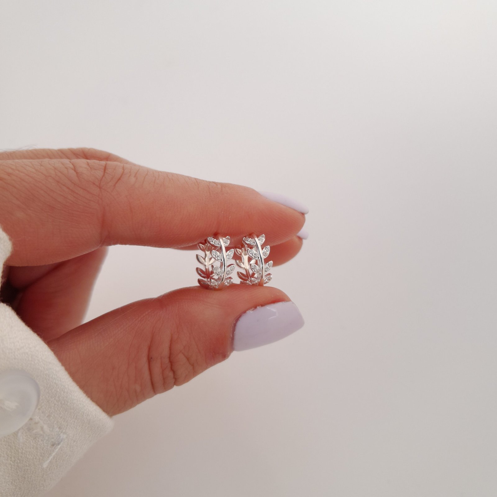 Aros Plata925 -Espiga con Brillo