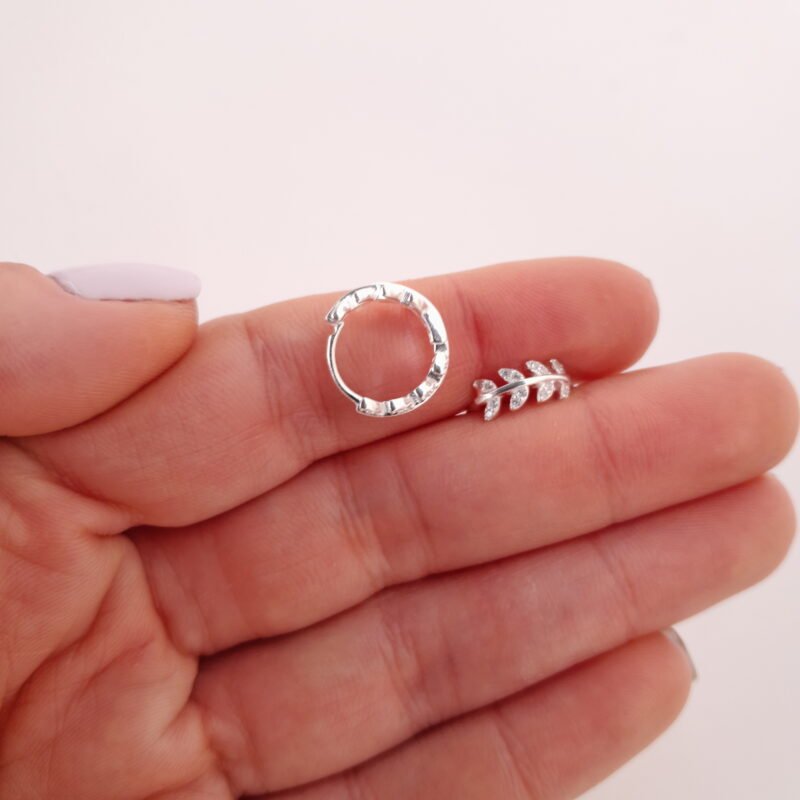 Aros Plata925 -Espiga con Brillo - Imagen 2