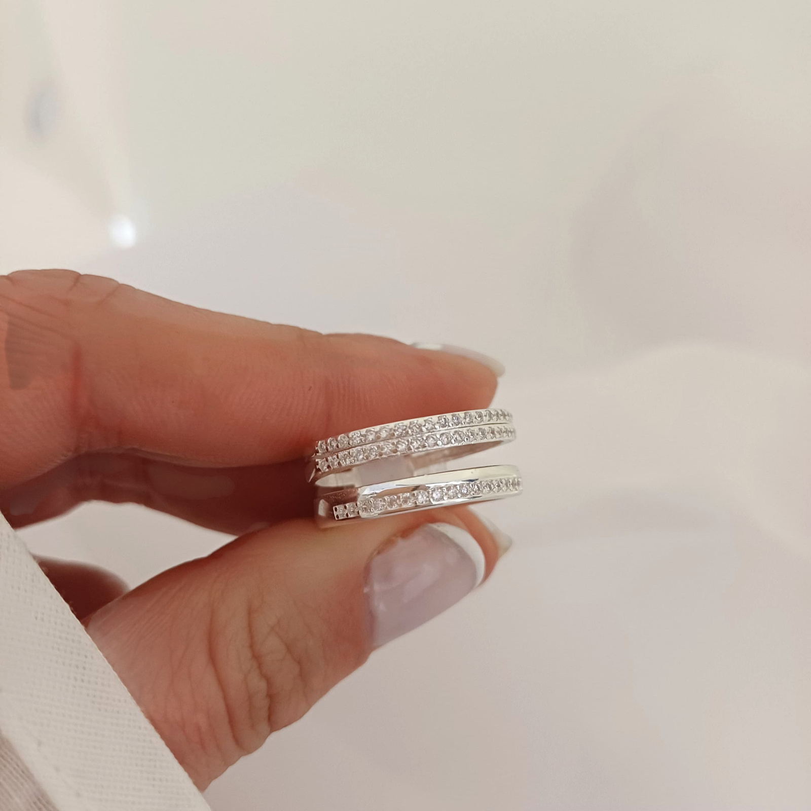 Anillo Doble Cubic -Plata925