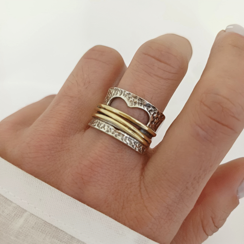 Anillo Corazon Martillado -Plata925 - Imagen 2
