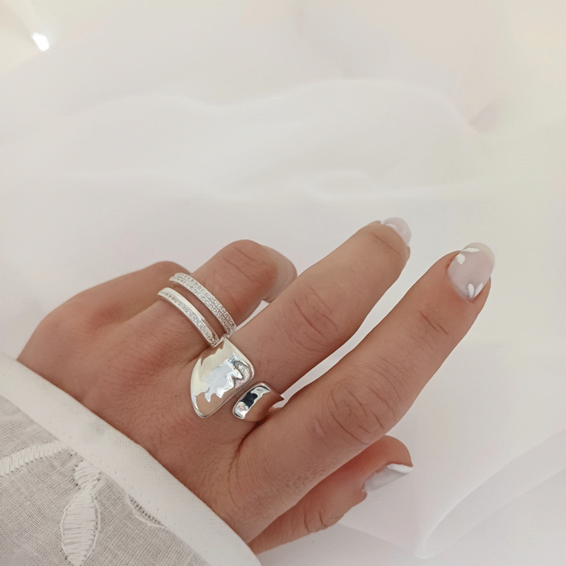 Anillo Doble Cubic -Plata925 - Imagen 2