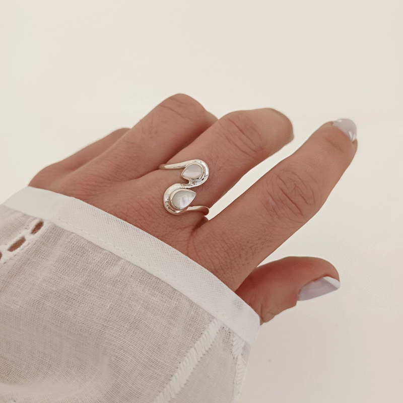 Anillo Lagrima Nacar -Plata925 - Imagen 2