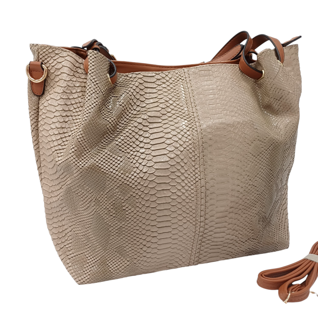 Cartera Reptil -Beige