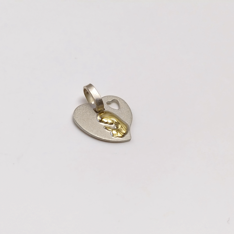 Dije Virgen Niña Corazon -Plata