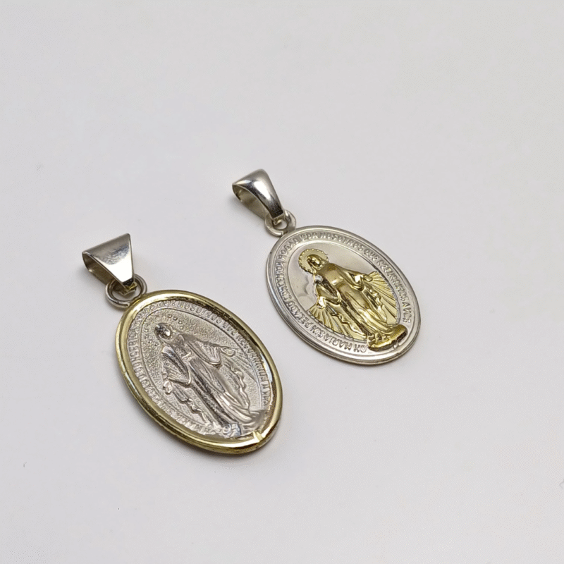 Dije Virgen Milagrosa Combinada -Plata