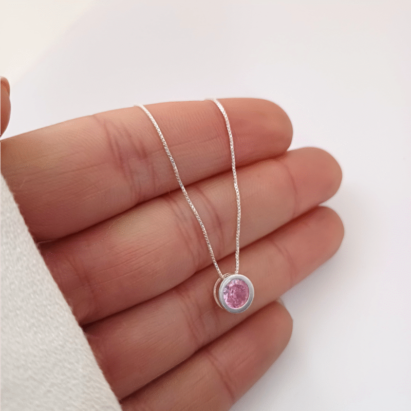 Dije Punto de Luz Plata -Rosa
