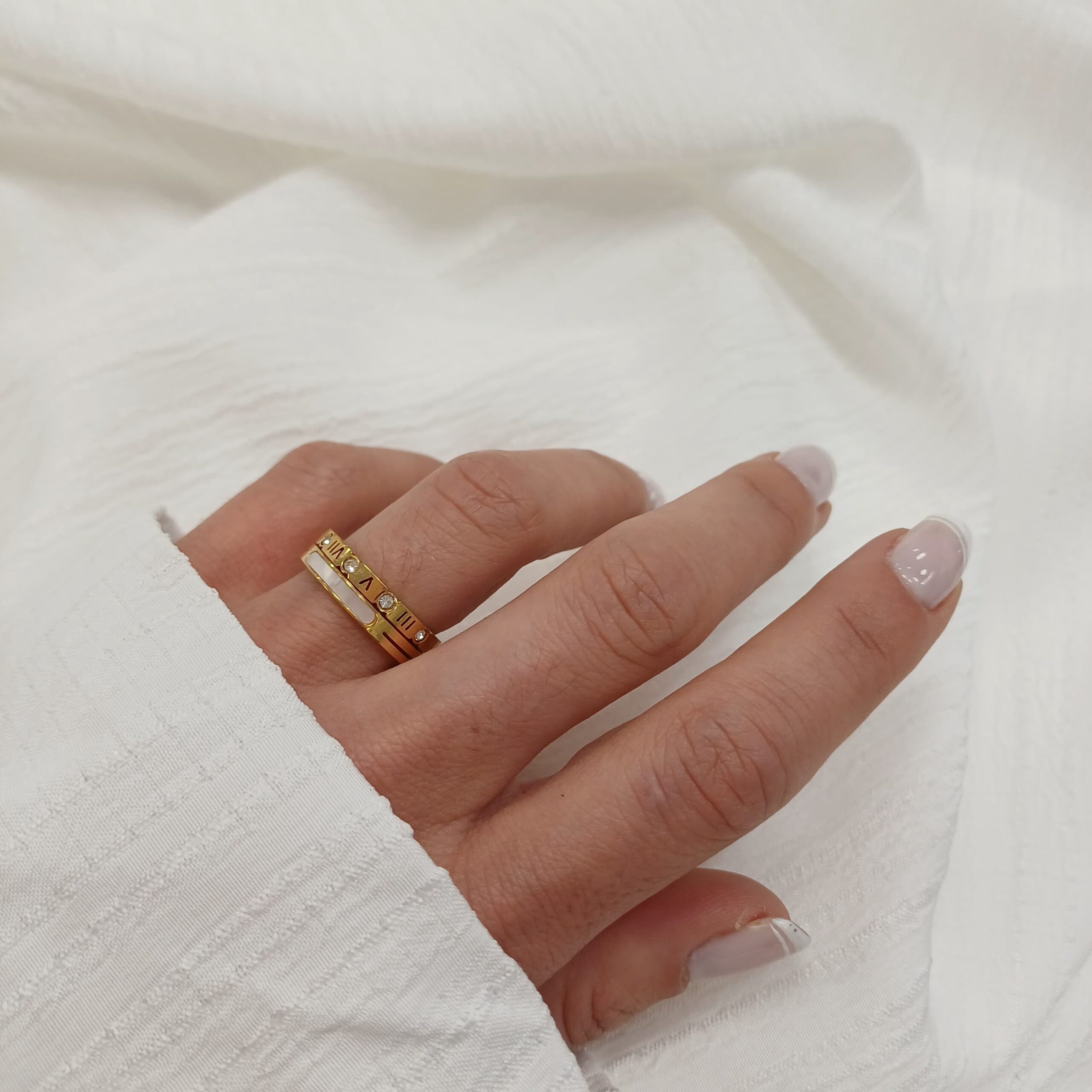 Anillo Acero Dorado -Brillos