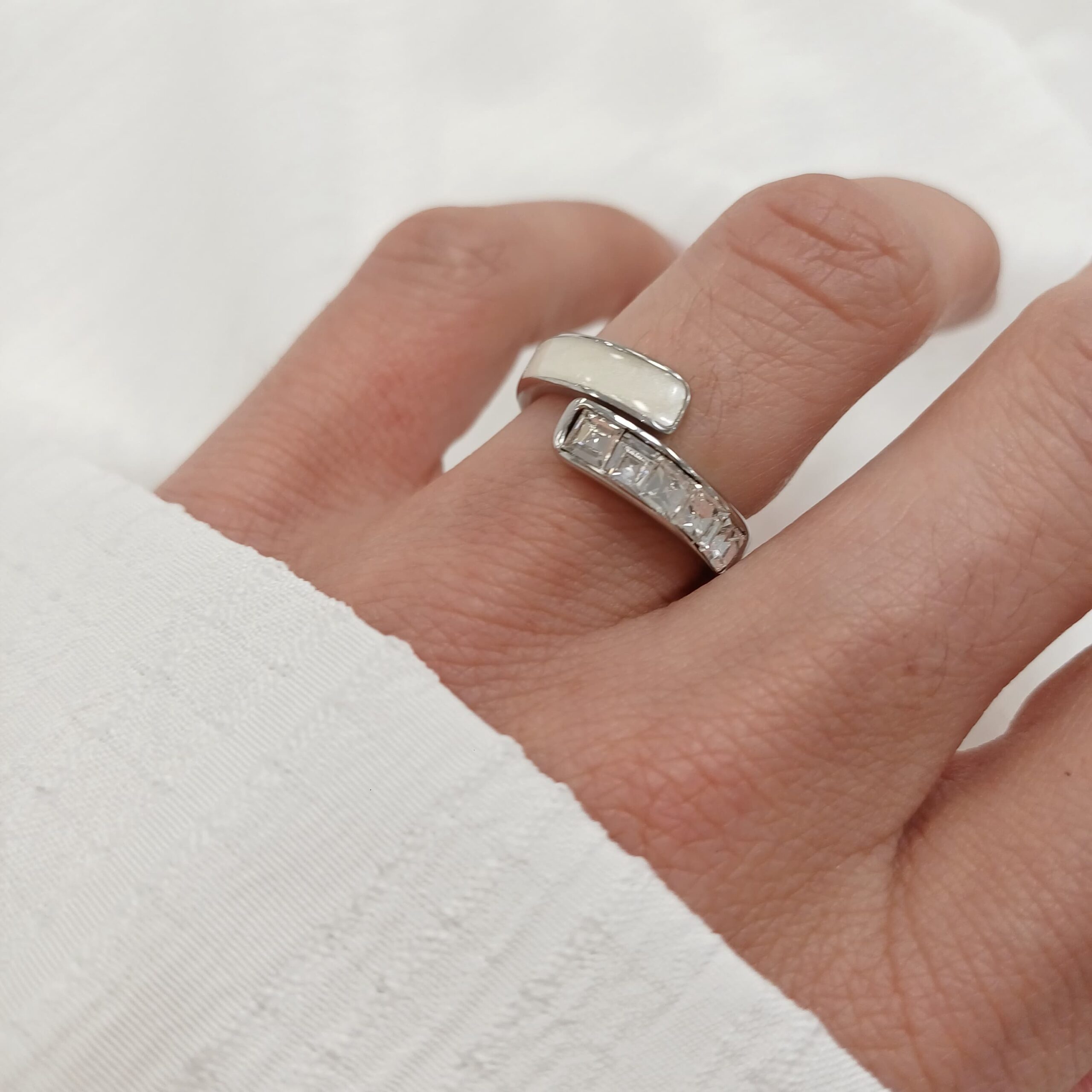 Anillo Acero Quirurgico -Nacar y Brillos - Imagen 2