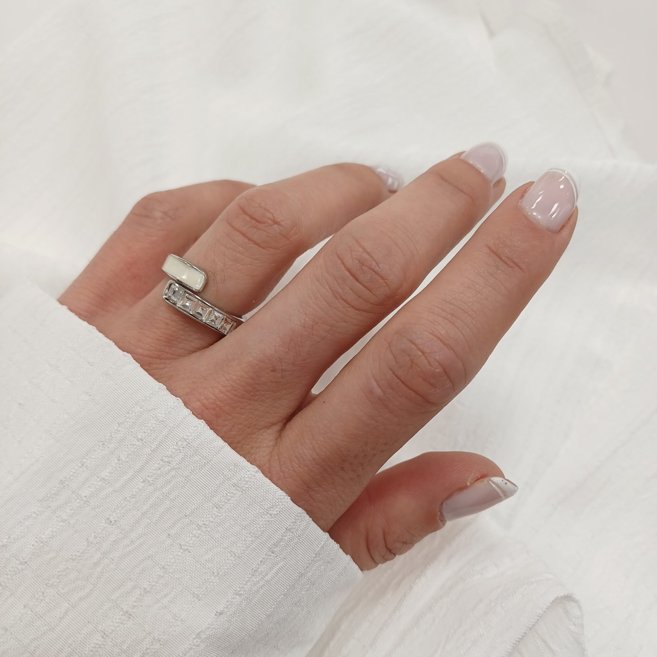 Anillo Acero Quirurgico -Nacar y Brillos