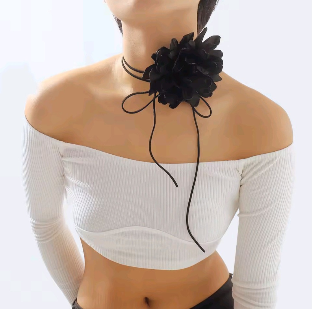 Choker Flor -Negro