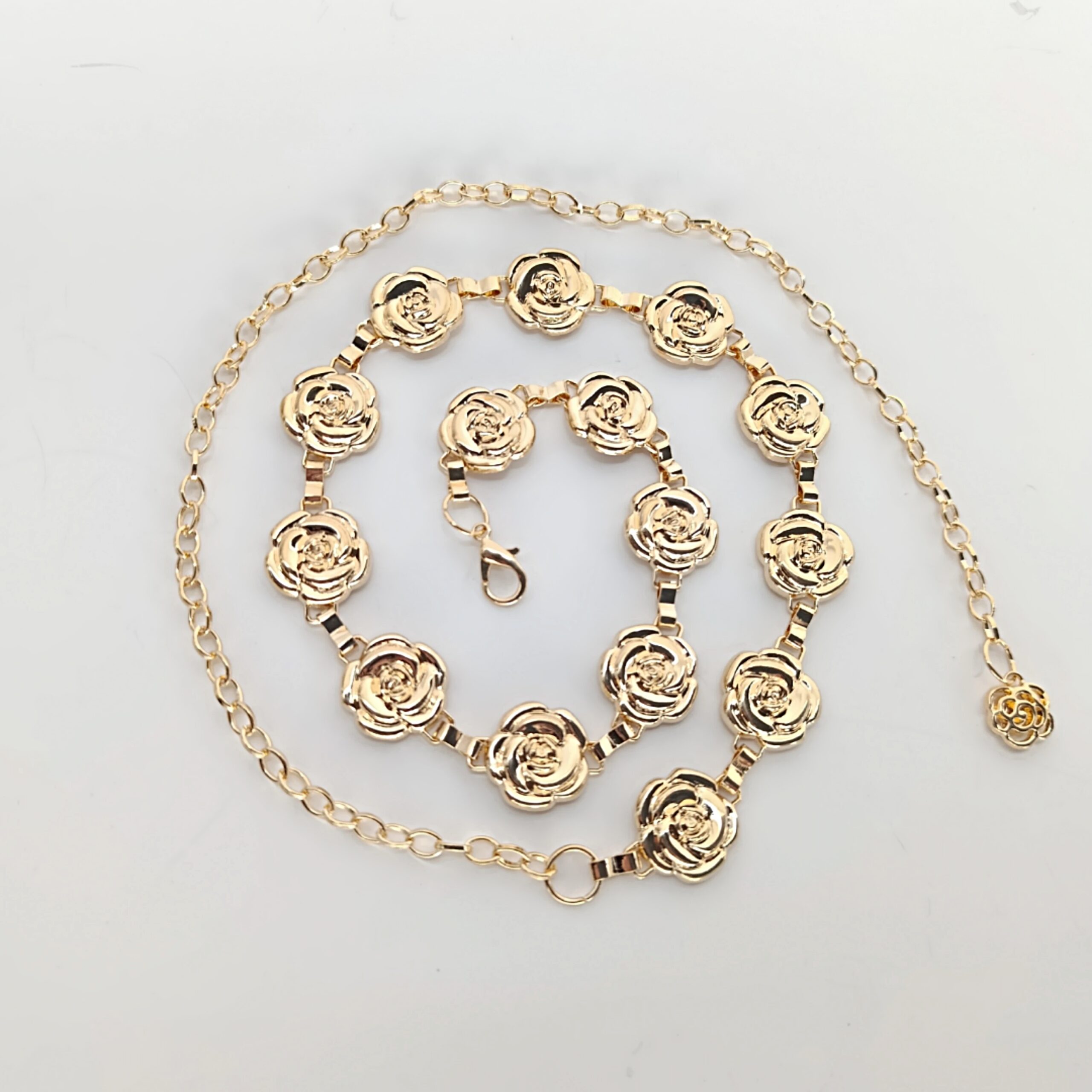 Cinto Metalico Rosas -Dorado