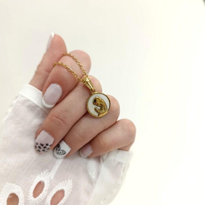 Colgante Acero Dorado -Virgen Niña