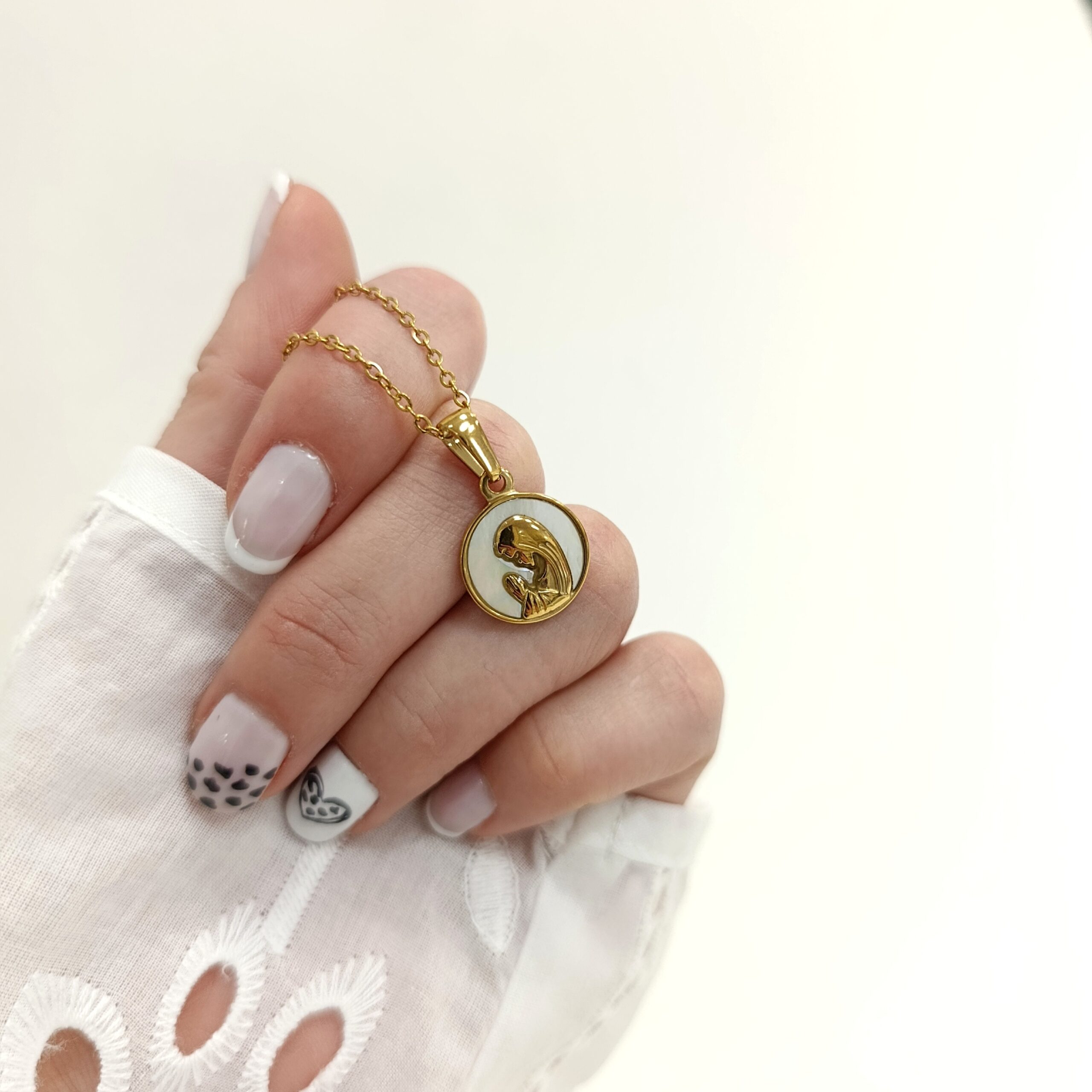 Colgante Acero Dorado -Virgen Niña