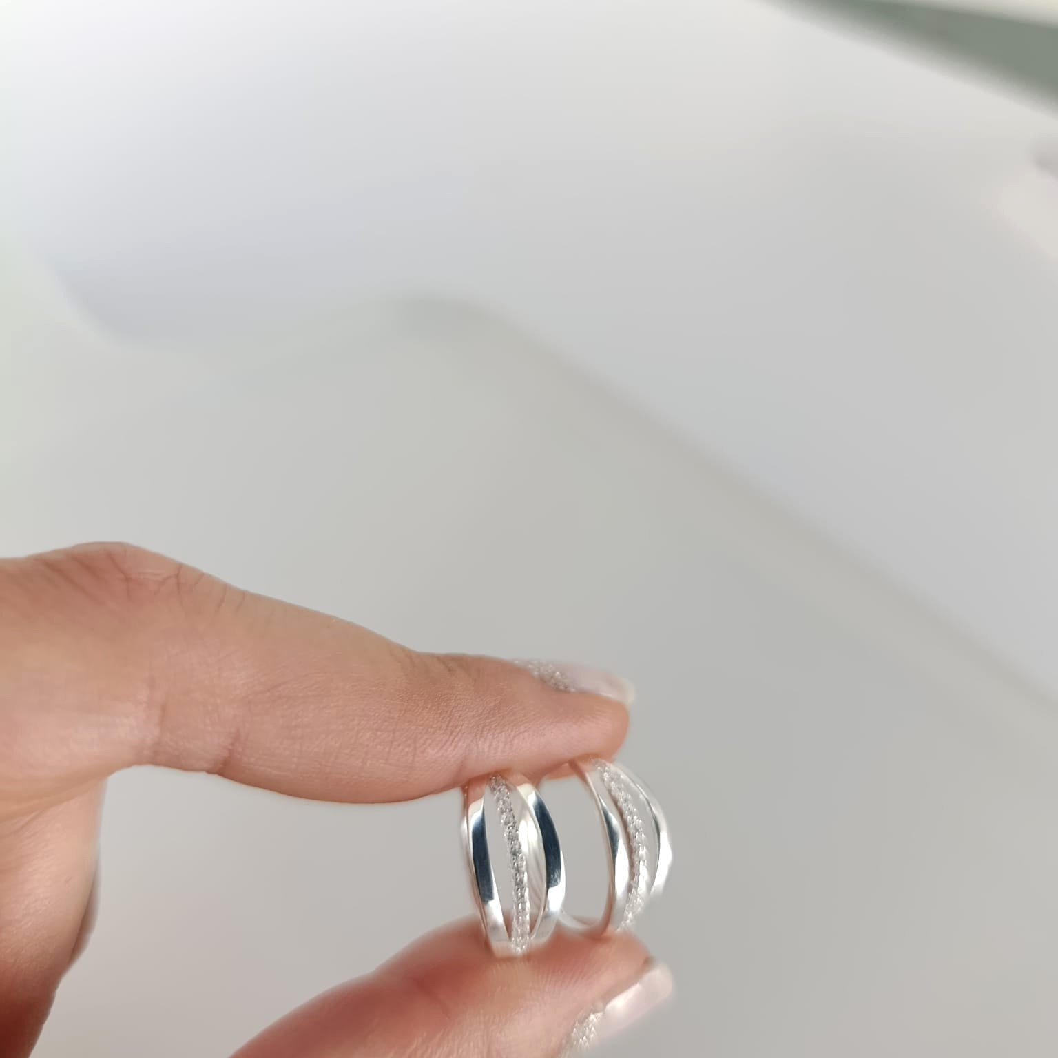 Aro Triple Con Brillos -Plata - Imagen 2