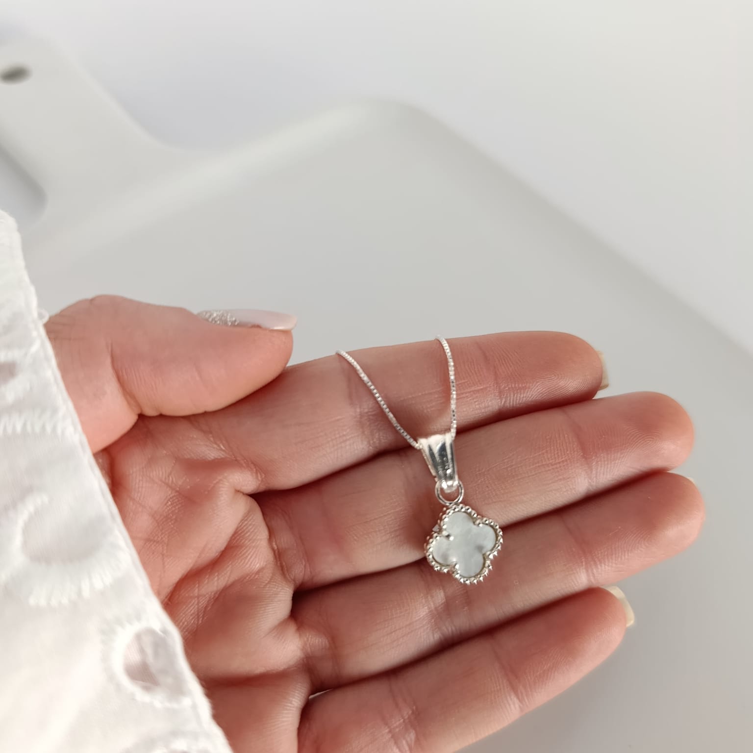 Colgante Plta925 -Trebol Nacar