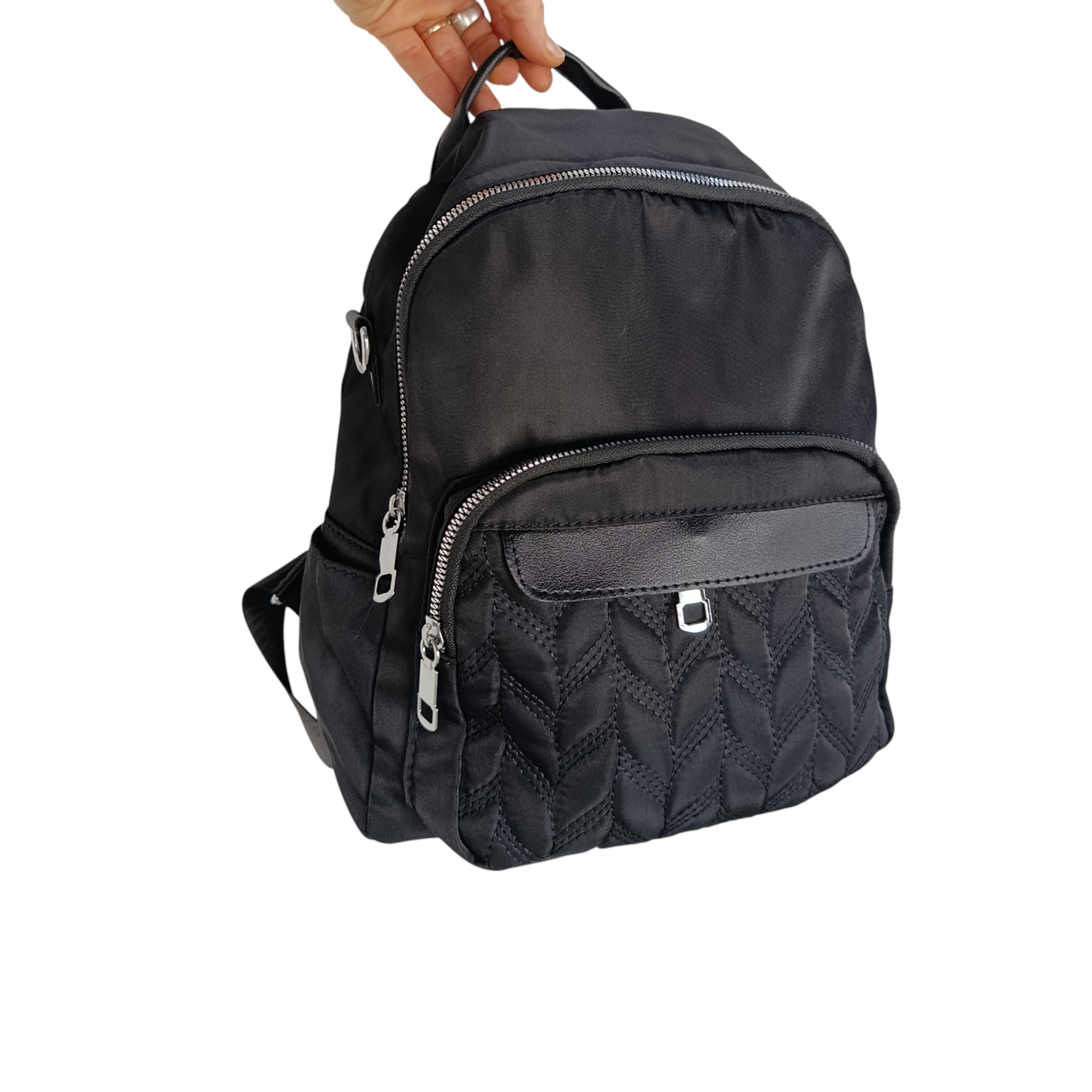 Mochila Nylon Capitoneada -Negro - Imagen 2
