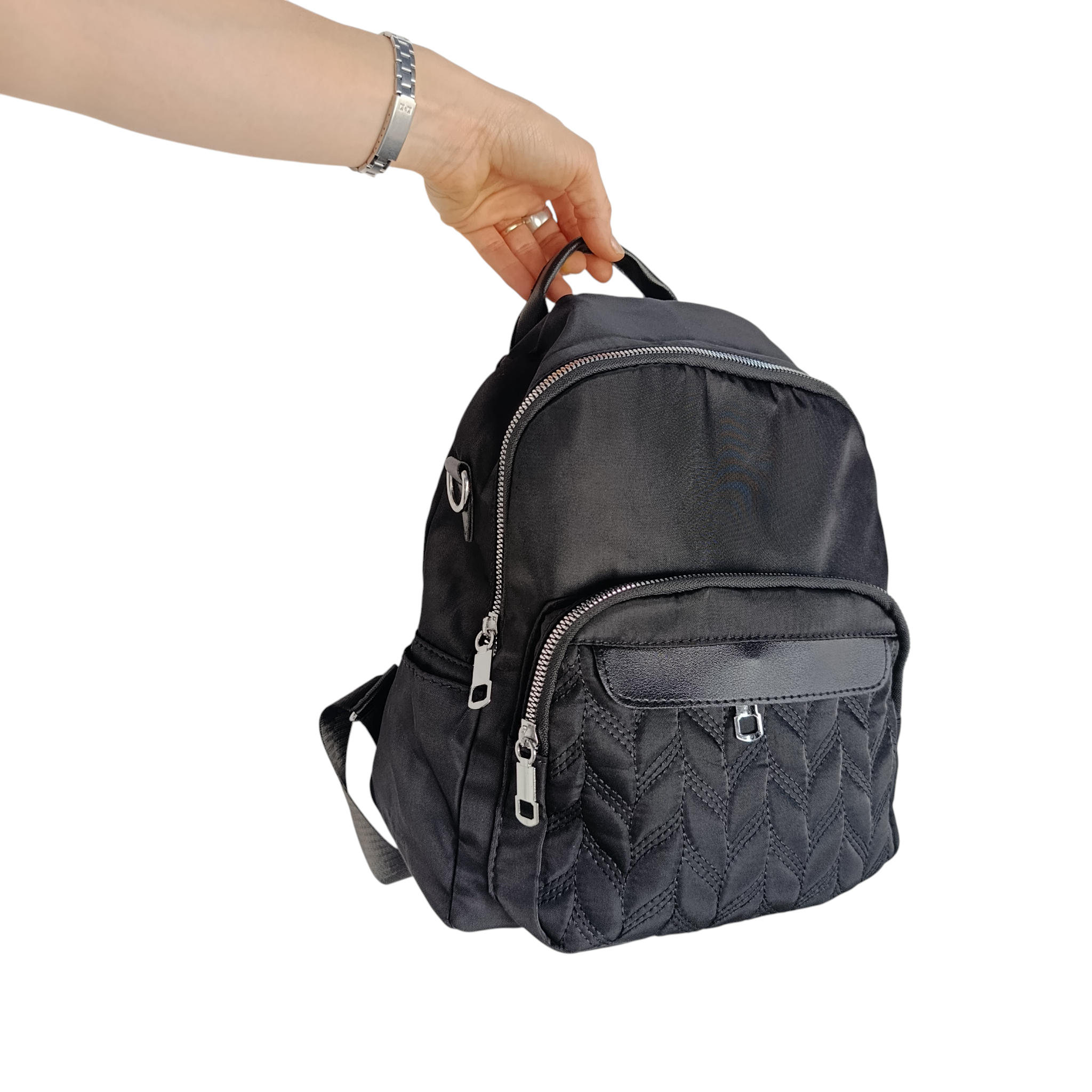 Mochila Nylon Capitoneada -Negro